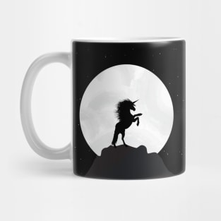 Unicorn on mountain top at full moon Mug